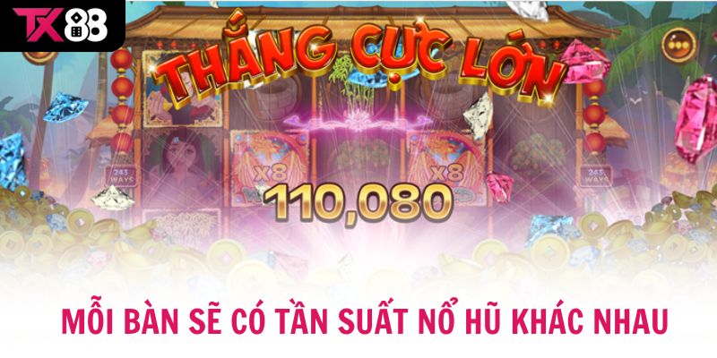 Mỗi bàn sẽ có tần suất nổ hũ khác nhau